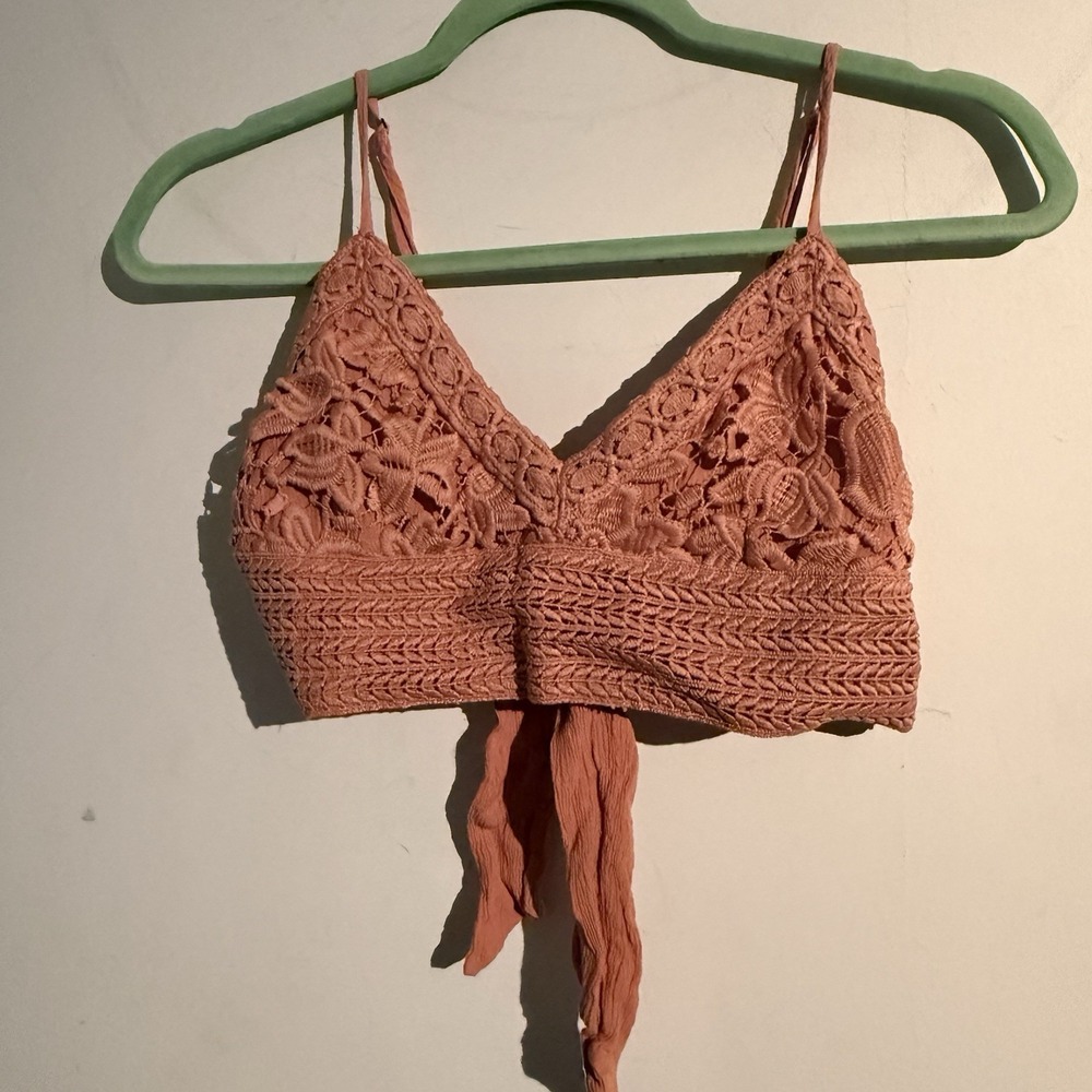 Aeropostale Lace Bralette Small Pink‎ Crochet Floral Boho Crop Top  Festival